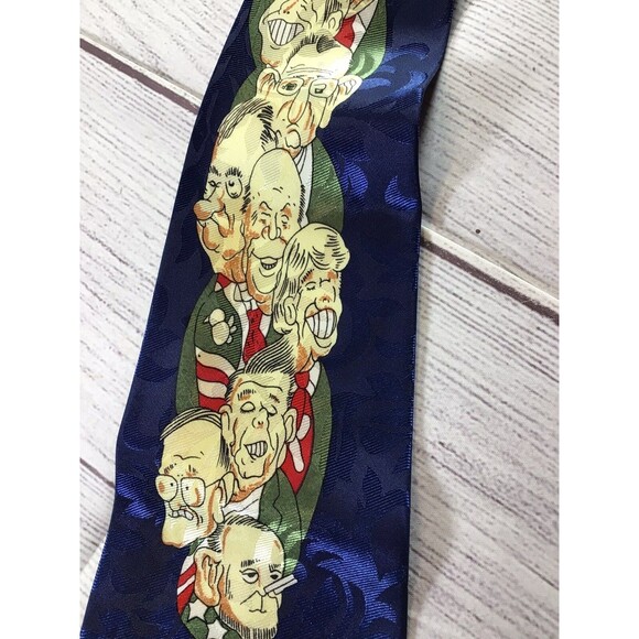 Vintage US Presidents Characture Faces Neck Tie - Picture 3 of 16
